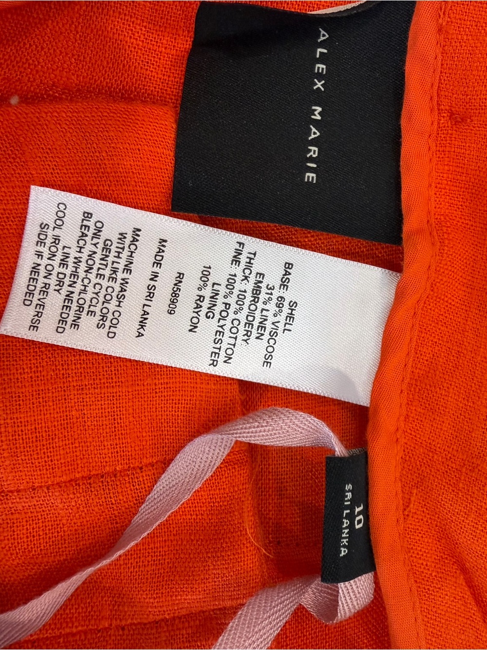 Alex Marie Lola Orange Embroidered Wide-Leg pants sizes 8NWT - Picture 9 of 9